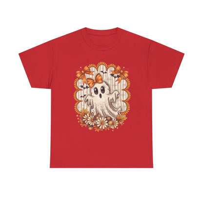 Fall Ghost Unisex Cotton Tee, Halloween Shirt, Autumn Fashion, Cute Ghost Apparel, Gift for Spooky Season