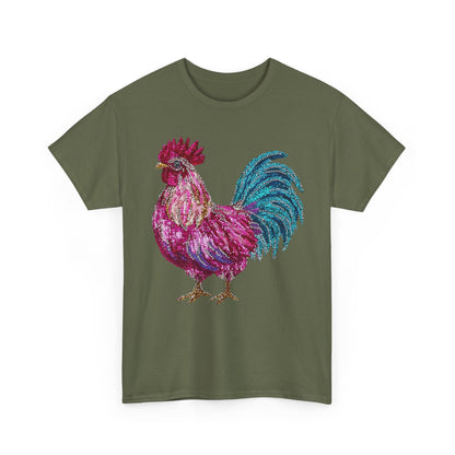 Vibrant Rooster Graphic Tee, Unisex Heavy Cotton Shirt, Farmhouse Clothing, Animal Lover Gift, Casual Tee, Birthday Present