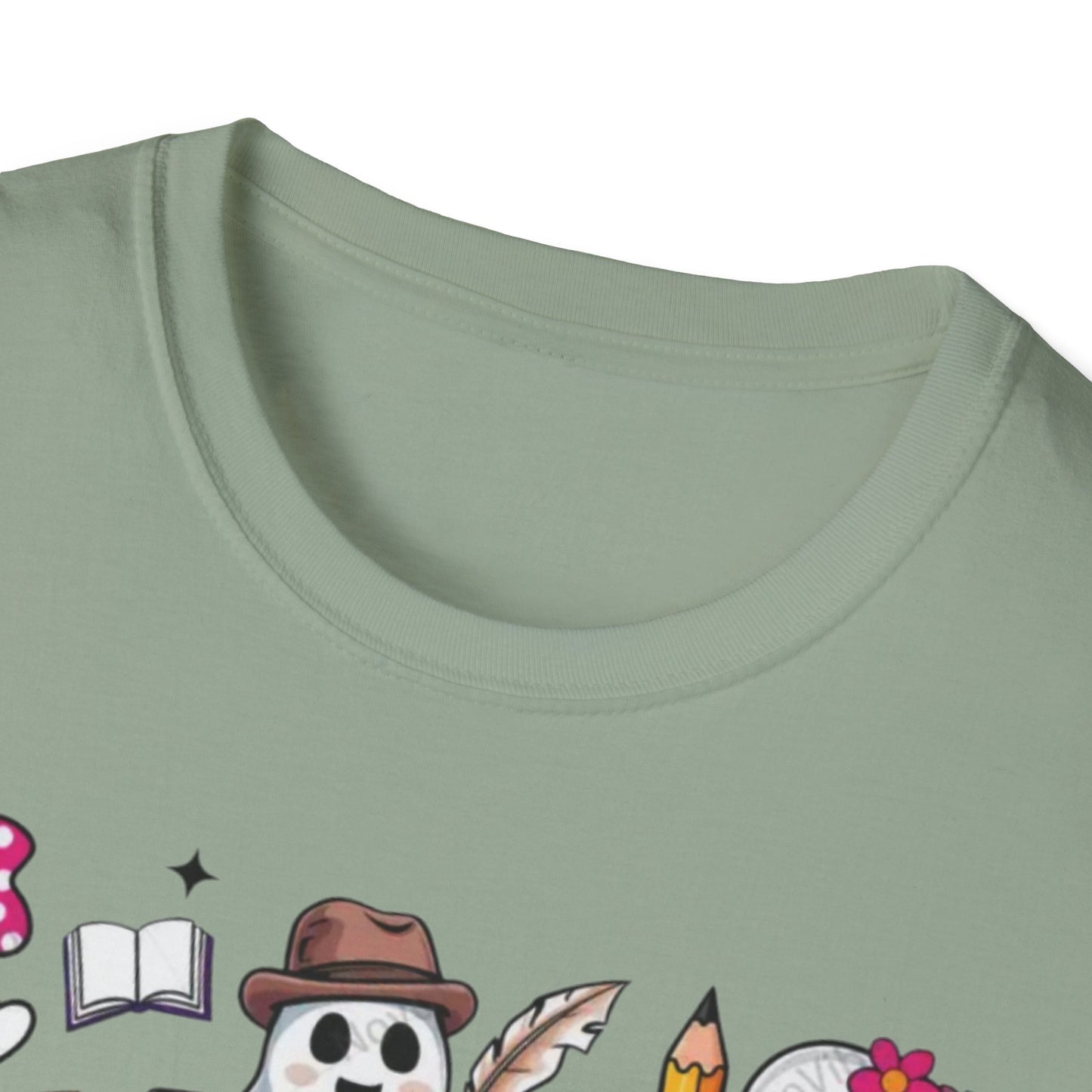 Halloween Teacher T-Shirt, Teaching My Boos, Unisex Softstyle Tee, Cute Ghost Design, Fall Celebration Apparel