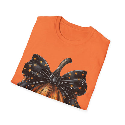 Festive Pumpkin Unisex Softstyle T-Shirt, Fall Fashion Tee, Halloween Shirt, Casual Autumn Wear, Seasonal Gift