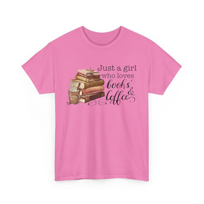 Book Lover's Unisex Tee, Just a Girl Who Loves Books & Coffee Shirt, Cozy Reading Gift, Casual Literary Apparel, Bookworm T-Shirt