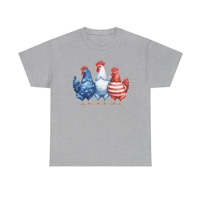 Patriotic Chicken Tee - Cute Farm Animal Shirt, Summer BBQ, Independence Day, Gift for Friends, Unisex Casual Wear