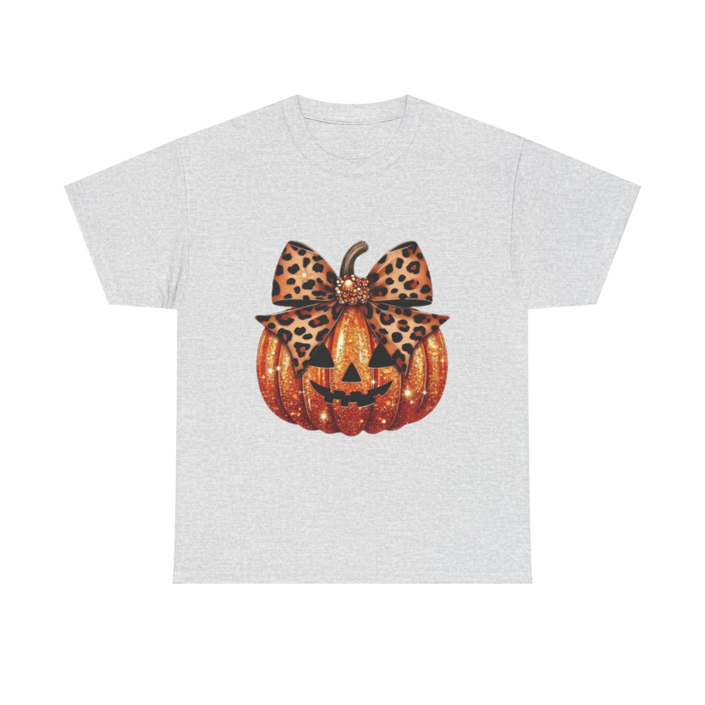 Leopard Bow Pumpkin Tee, Cute Halloween Shirt, Fall Fashion, Unisex Graphic Tee, Autumn Apparel, Pumpkin Lover Gift
