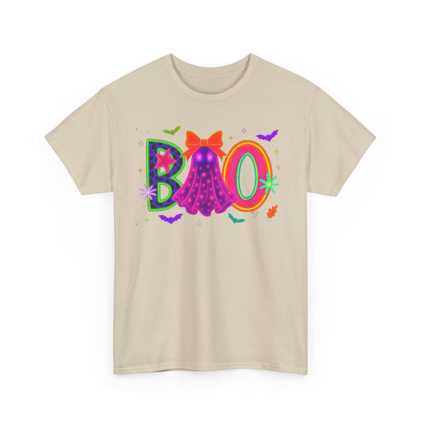 BOO Halloween Unisex Heavy Cotton Tee, Funny Costume Shirt, Ghost Party T-Shirt, Spooky Graphic Tee, Fall Seasonal Apparel