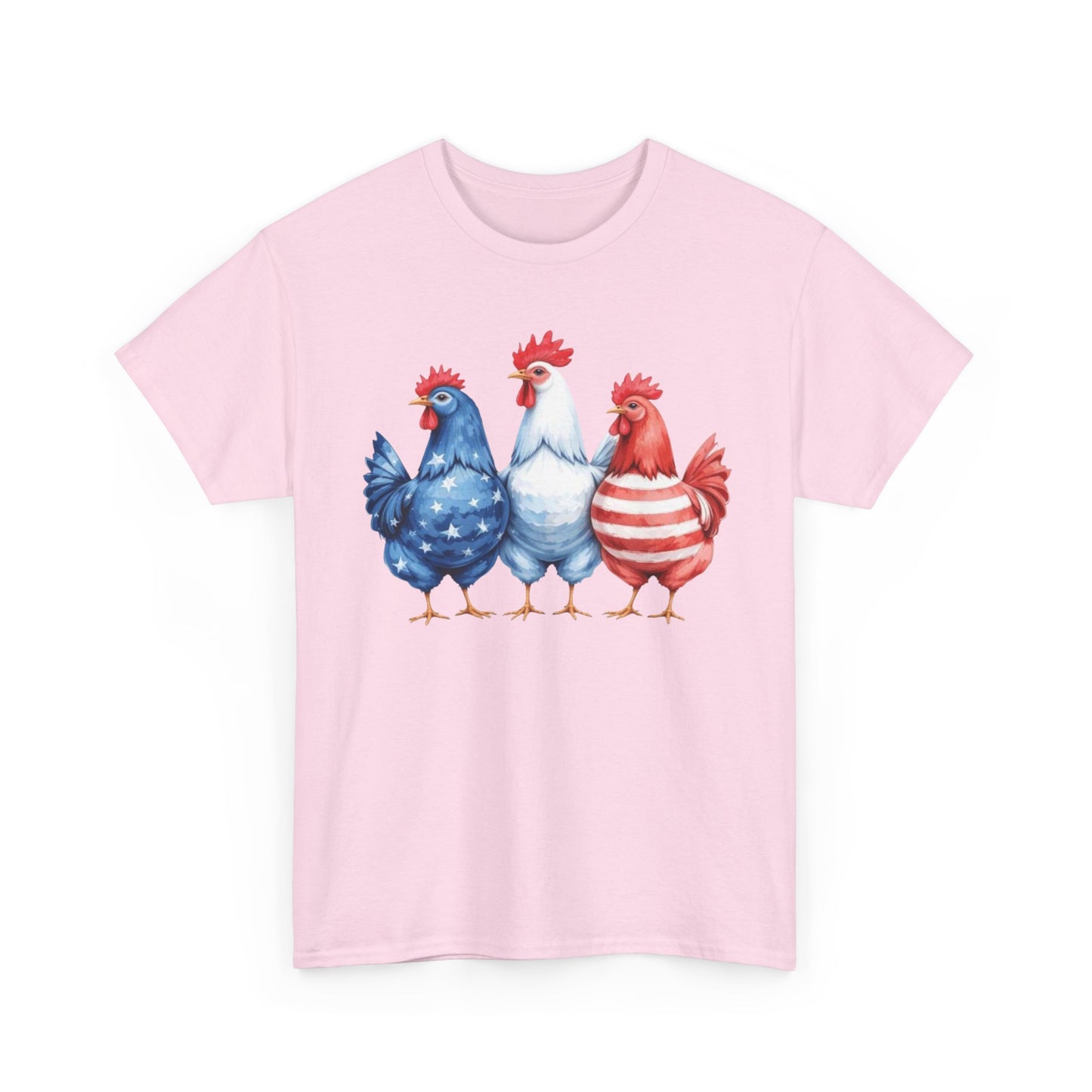 Patriotic Chicken Tee - Cute Farm Animal Shirt, Summer BBQ, Independence Day, Gift for Friends, Unisex Casual Wear
