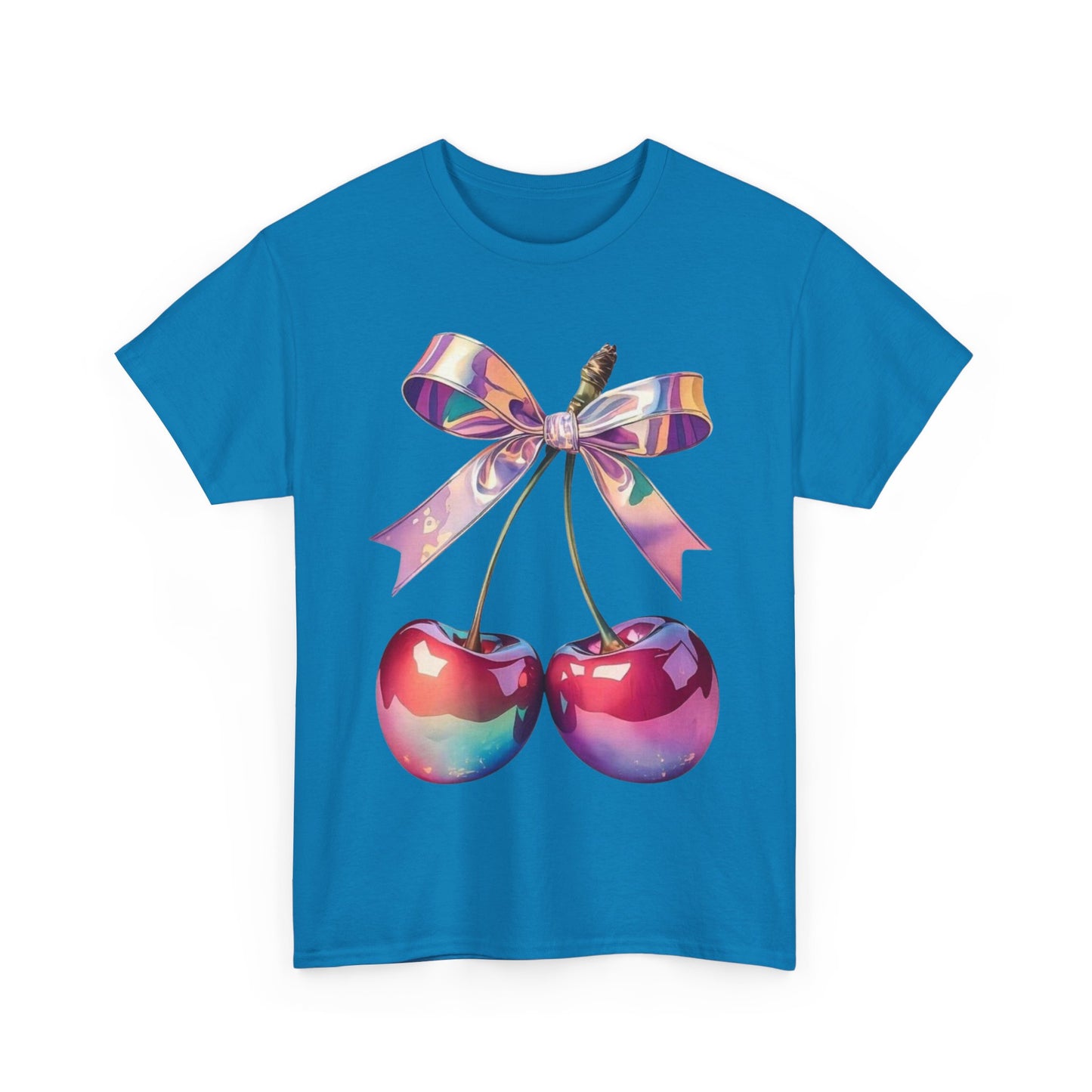 Sweet Cherry Ribbon Tee, Cute Casual Wear, Gift for Fruit Lovers, Summer Vibe Shirt, Festival Outfit, Unisex Graphic T-Shirt