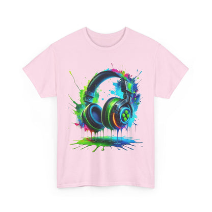 Colorful Headphones Tee, Unisex Music Lover T-Shirt, Perfect Gift for Musicians, Vibrant Graphic Cotton Shirt, Fun Casual Wear