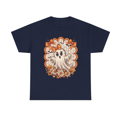 Fall Ghost Unisex Cotton Tee, Halloween Shirt, Autumn Fashion, Cute Ghost Apparel, Gift for Spooky Season