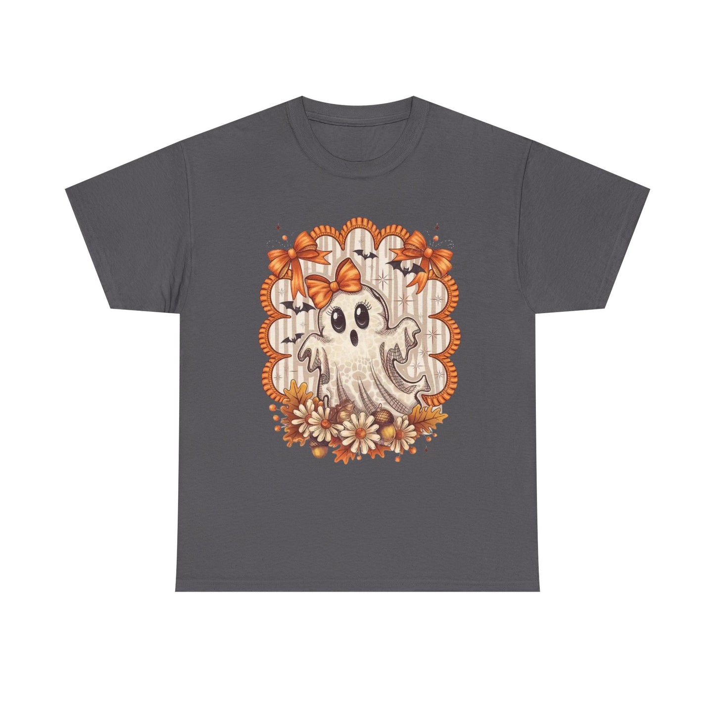 Fall Ghost Unisex Cotton Tee, Halloween Shirt, Autumn Fashion, Cute Ghost Apparel, Gift for Spooky Season