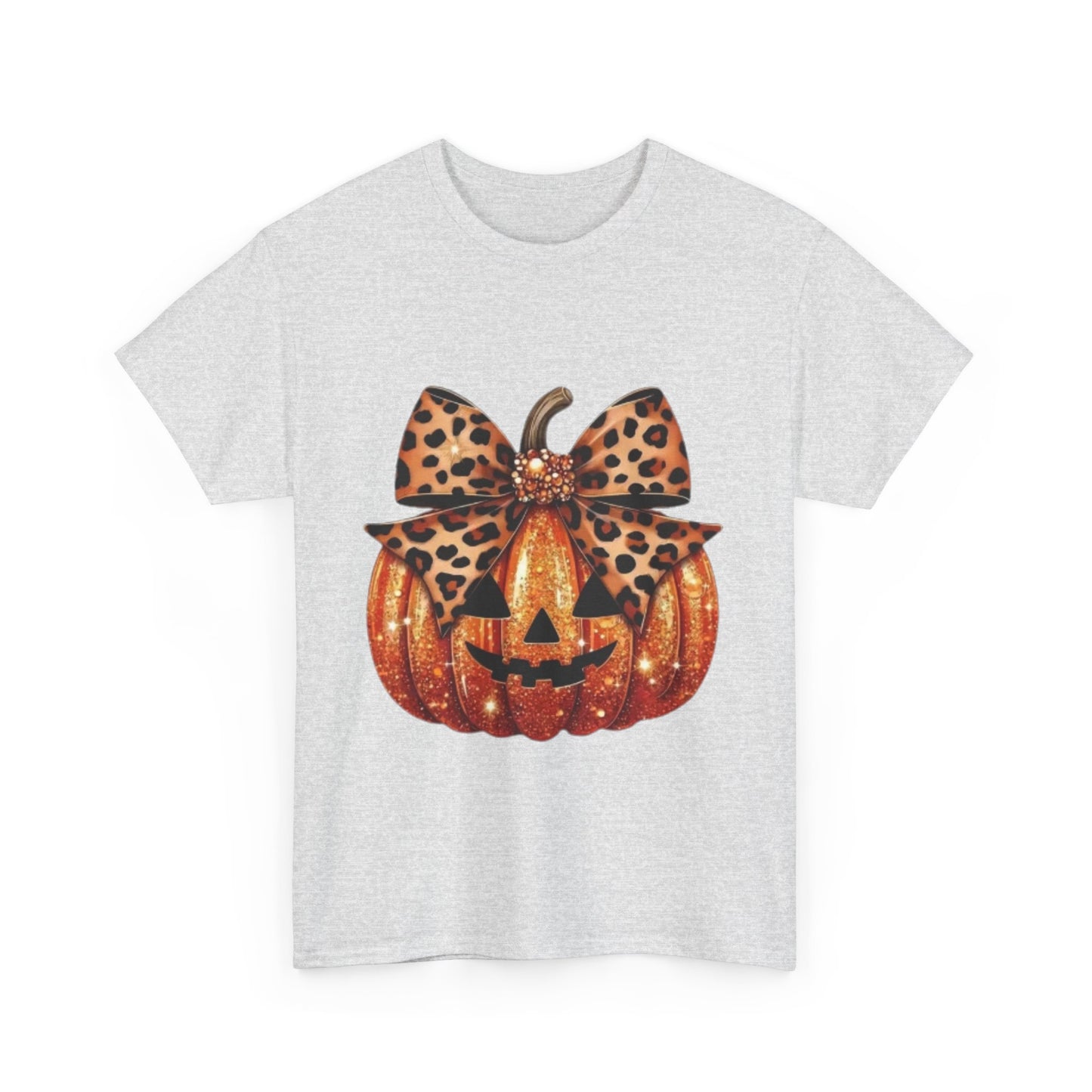 Leopard Bow Pumpkin Tee, Cute Halloween Shirt, Fall Fashion, Unisex Graphic Tee, Autumn Apparel, Pumpkin Lover Gift