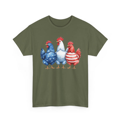 Patriotic Chicken Tee - Cute Farm Animal Shirt, Summer BBQ, Independence Day, Gift for Friends, Unisex Casual Wear