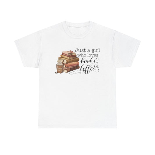 Book Lover's Unisex Tee, Just a Girl Who Loves Books & Coffee Shirt, Cozy Reading Gift, Casual Literary Apparel, Bookworm T-Shirt