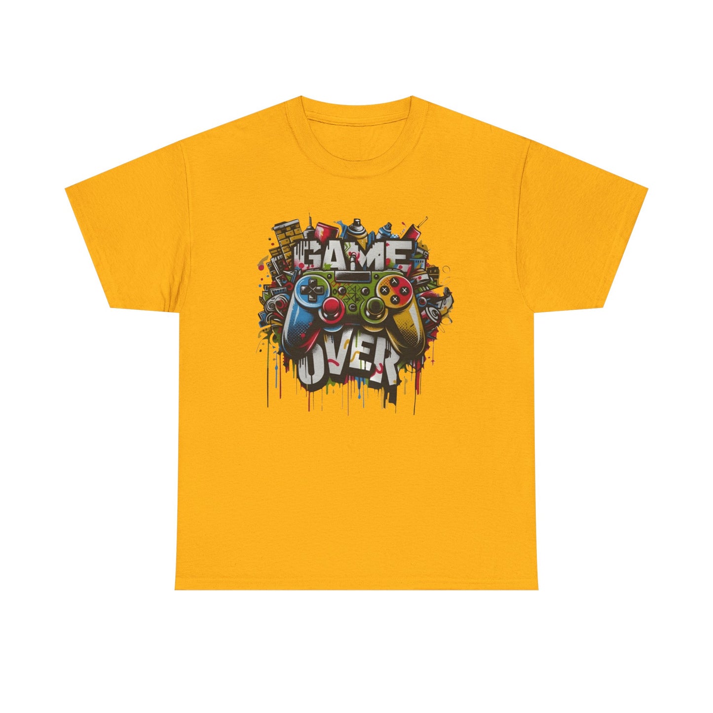 Game Over Unisex Heavy Cotton Tee, Gamer Shirt, Video Game Apparel, Casual Wear, Perfect Gift for Gamers, Birthday Gift, Fun Tee