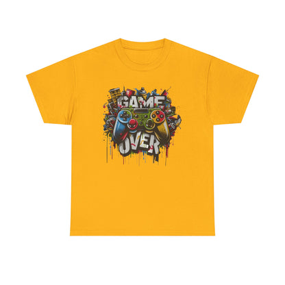 Game Over Unisex Heavy Cotton Tee, Gamer Shirt, Video Game Apparel, Casual Wear, Perfect Gift for Gamers, Birthday Gift, Fun Tee
