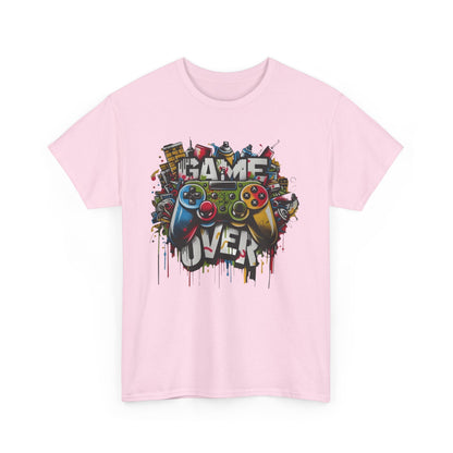 Game Over Unisex Heavy Cotton Tee, Gamer Shirt, Video Game Apparel, Casual Wear, Perfect Gift for Gamers, Birthday Gift, Fun Tee