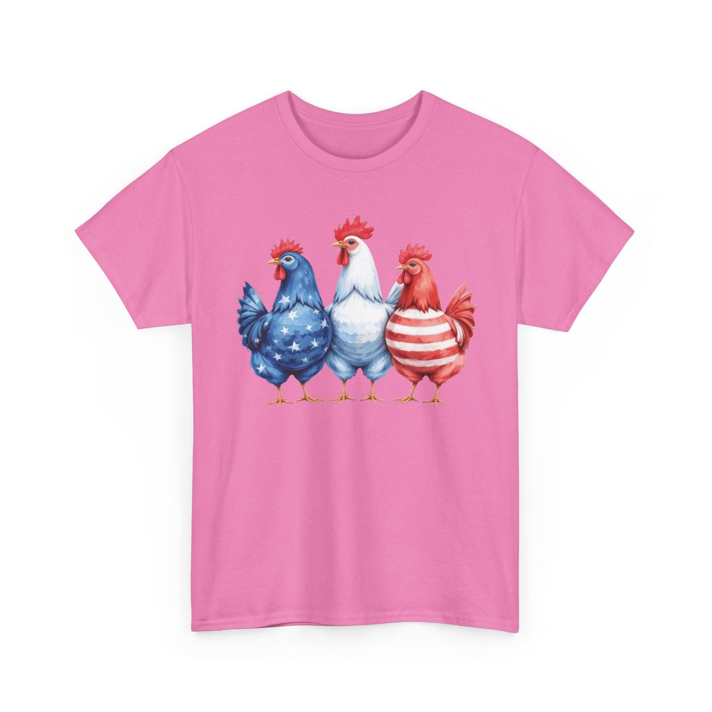 Patriotic Chicken Tee - Cute Farm Animal Shirt, Summer BBQ, Independence Day, Gift for Friends, Unisex Casual Wear