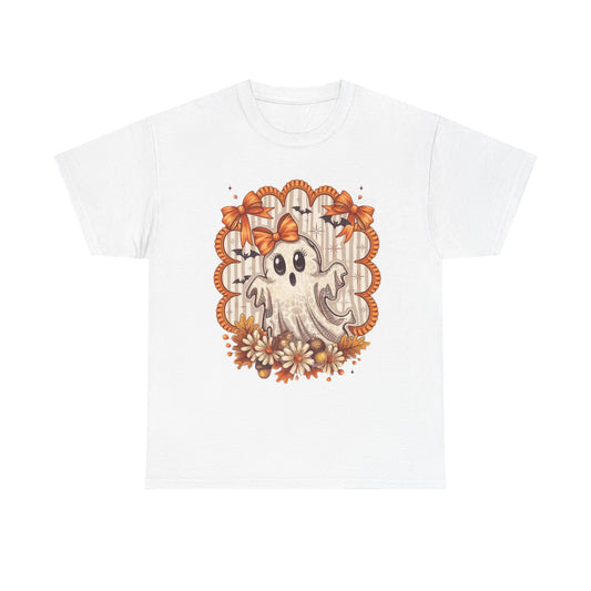 Fall Ghost Unisex Cotton Tee, Halloween Shirt, Autumn Fashion, Cute Ghost Apparel, Gift for Spooky Season