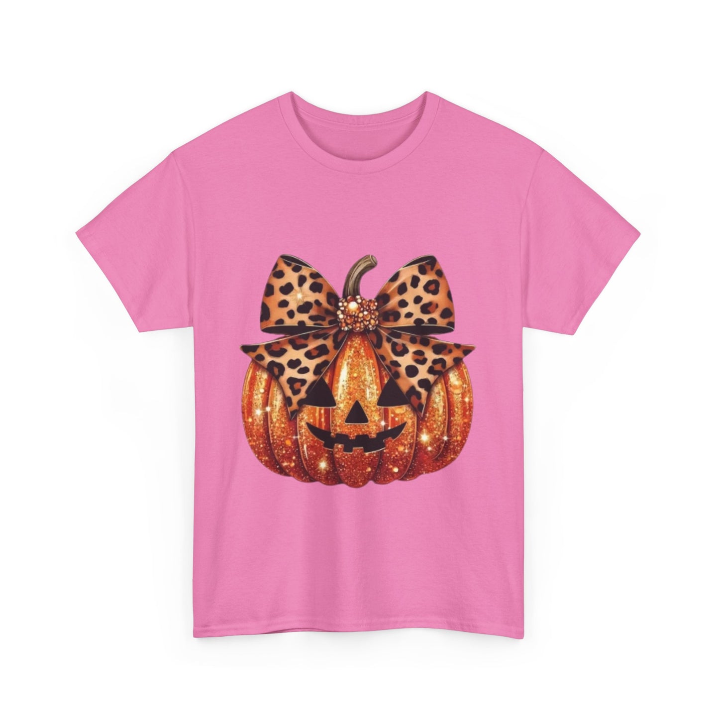 Leopard Bow Pumpkin Tee, Cute Halloween Shirt, Fall Fashion, Unisex Graphic Tee, Autumn Apparel, Pumpkin Lover Gift