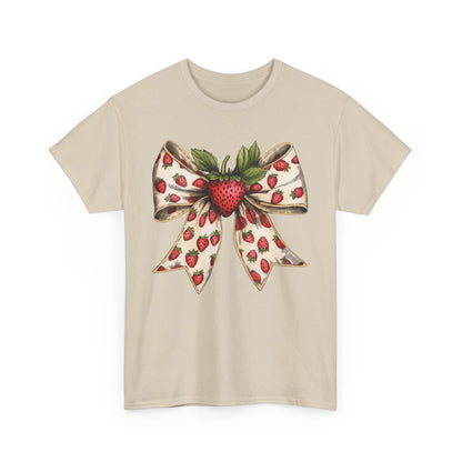 Strawberry Bow Graphic Tee - Cute Summer Shirt, Gift for Her, Berry Lover Apparel, Spring Fashion, Casual Outfit