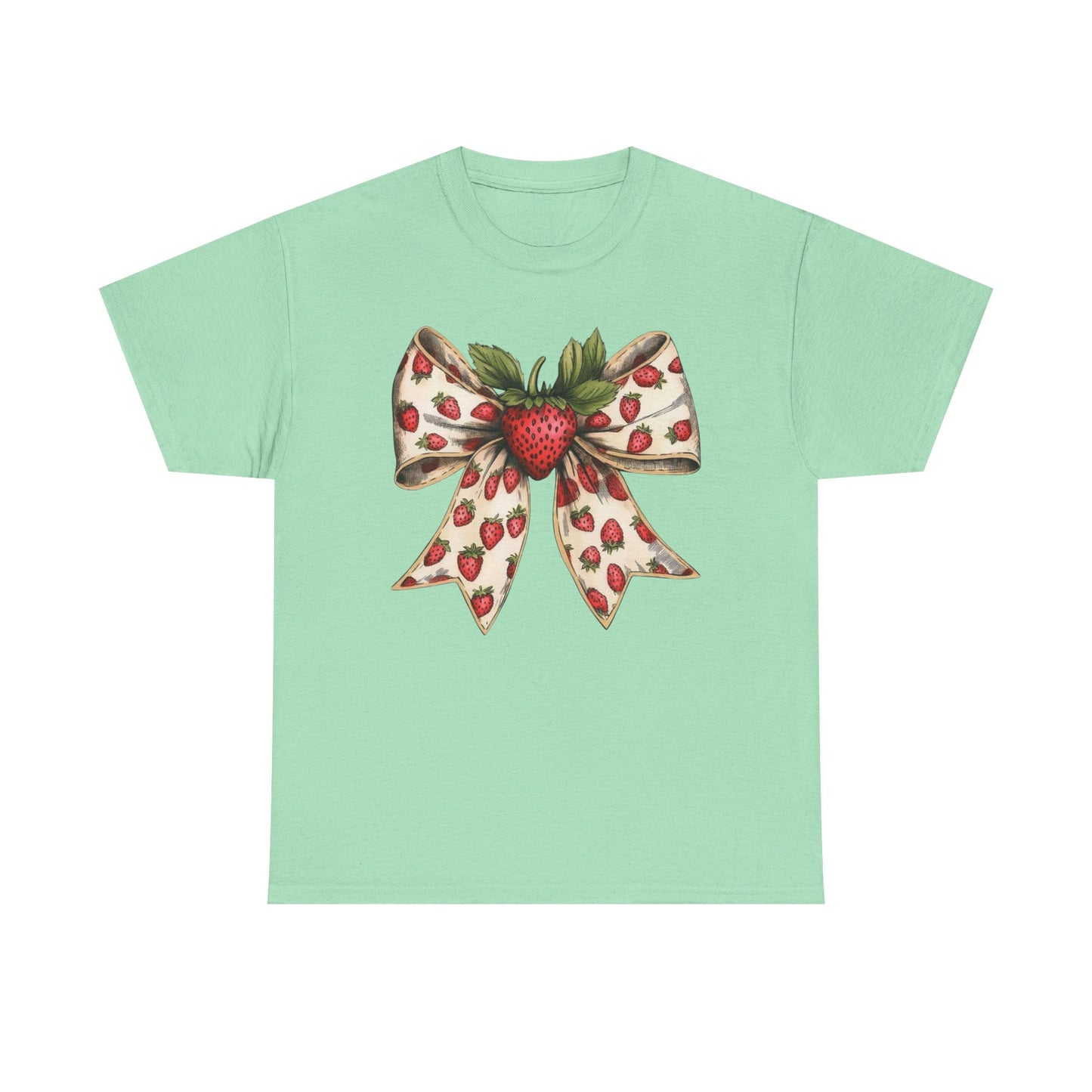 Strawberry Bow Graphic Tee - Cute Summer Shirt, Gift for Her, Berry Lover Apparel, Spring Fashion, Casual Outfit