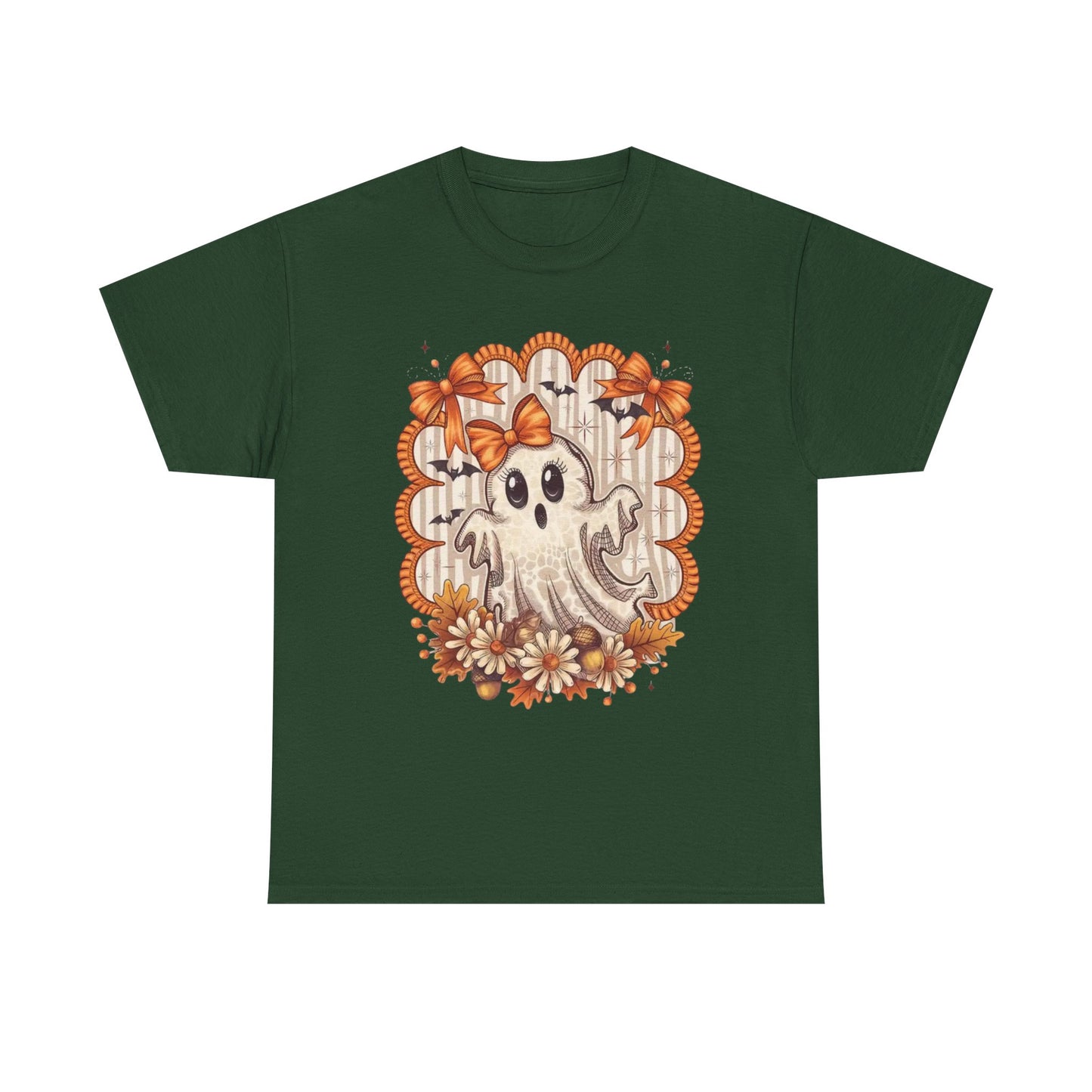 Fall Ghost Unisex Cotton Tee, Halloween Shirt, Autumn Fashion, Cute Ghost Apparel, Gift for Spooky Season