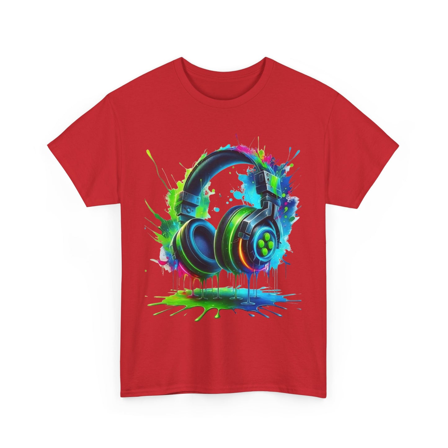 Colorful Headphones Tee, Unisex Music Lover T-Shirt, Perfect Gift for Musicians, Vibrant Graphic Cotton Shirt, Fun Casual Wear