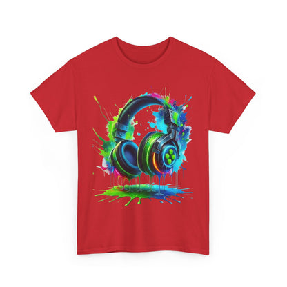 Colorful Headphones Tee, Unisex Music Lover T-Shirt, Perfect Gift for Musicians, Vibrant Graphic Cotton Shirt, Fun Casual Wear