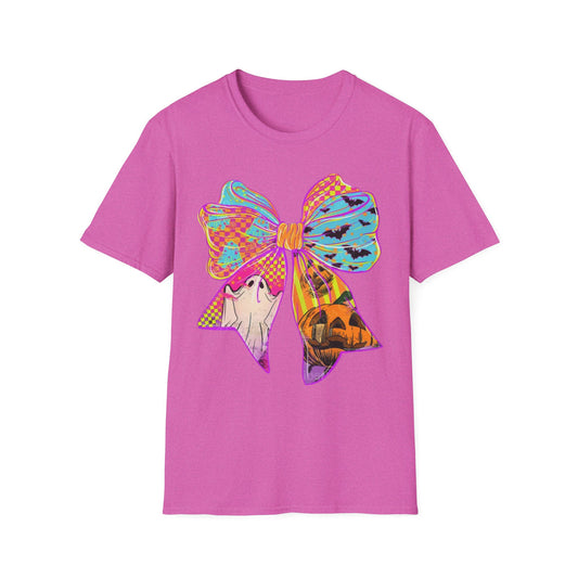 Colorful Bow Graphic Unisex T-Shirt, Fun Graphic Tee, Stylish Casual Wear, Perfect Gift for Birthdays, Festivals, and Celebrations