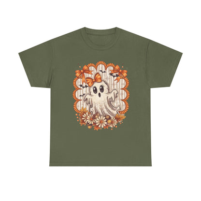 Fall Ghost Unisex Cotton Tee, Halloween Shirt, Autumn Fashion, Cute Ghost Apparel, Gift for Spooky Season
