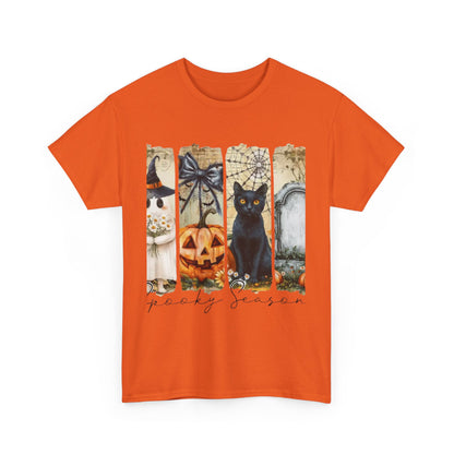 Halloween Cat Tee, Vintage Halloween Shirt, Unisex T-Shirt, Fall Graphic Tee, Spooky Season Apparel, Cat Lover Gift