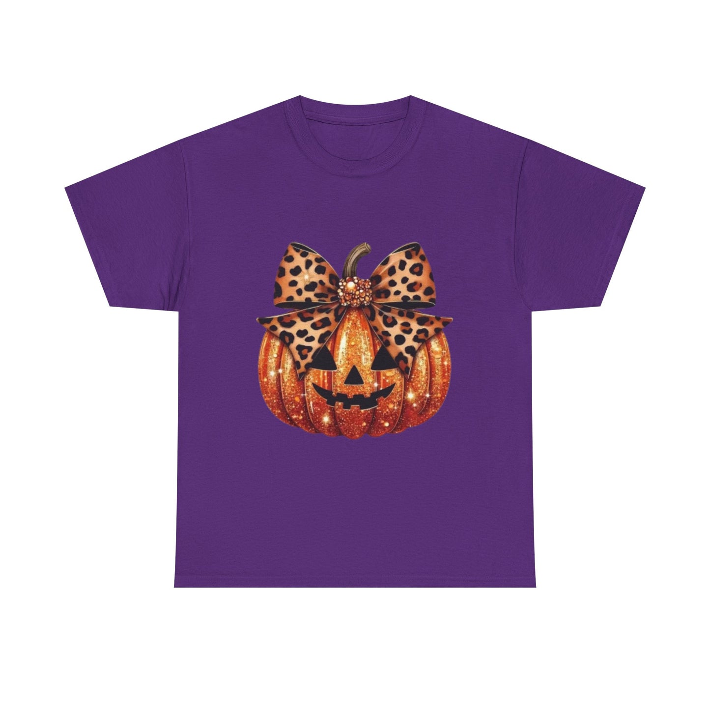 Leopard Bow Pumpkin Tee, Cute Halloween Shirt, Fall Fashion, Unisex Graphic Tee, Autumn Apparel, Pumpkin Lover Gift
