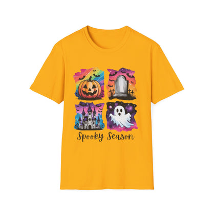 Halloween Graphic Tee, Spooky Season T-Shirt, Unisex Halloween Shirt, Witchy Apparel, October Festive Wear, Ghost and Pumpkin Tee
