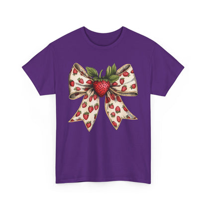 Strawberry Bow Graphic Tee - Cute Summer Shirt, Gift for Her, Berry Lover Apparel, Spring Fashion, Casual Outfit