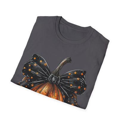 Festive Pumpkin Unisex Softstyle T-Shirt, Fall Fashion Tee, Halloween Shirt, Casual Autumn Wear, Seasonal Gift