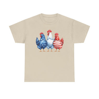 Patriotic Chicken Tee - Cute Farm Animal Shirt, Summer BBQ, Independence Day, Gift for Friends, Unisex Casual Wear