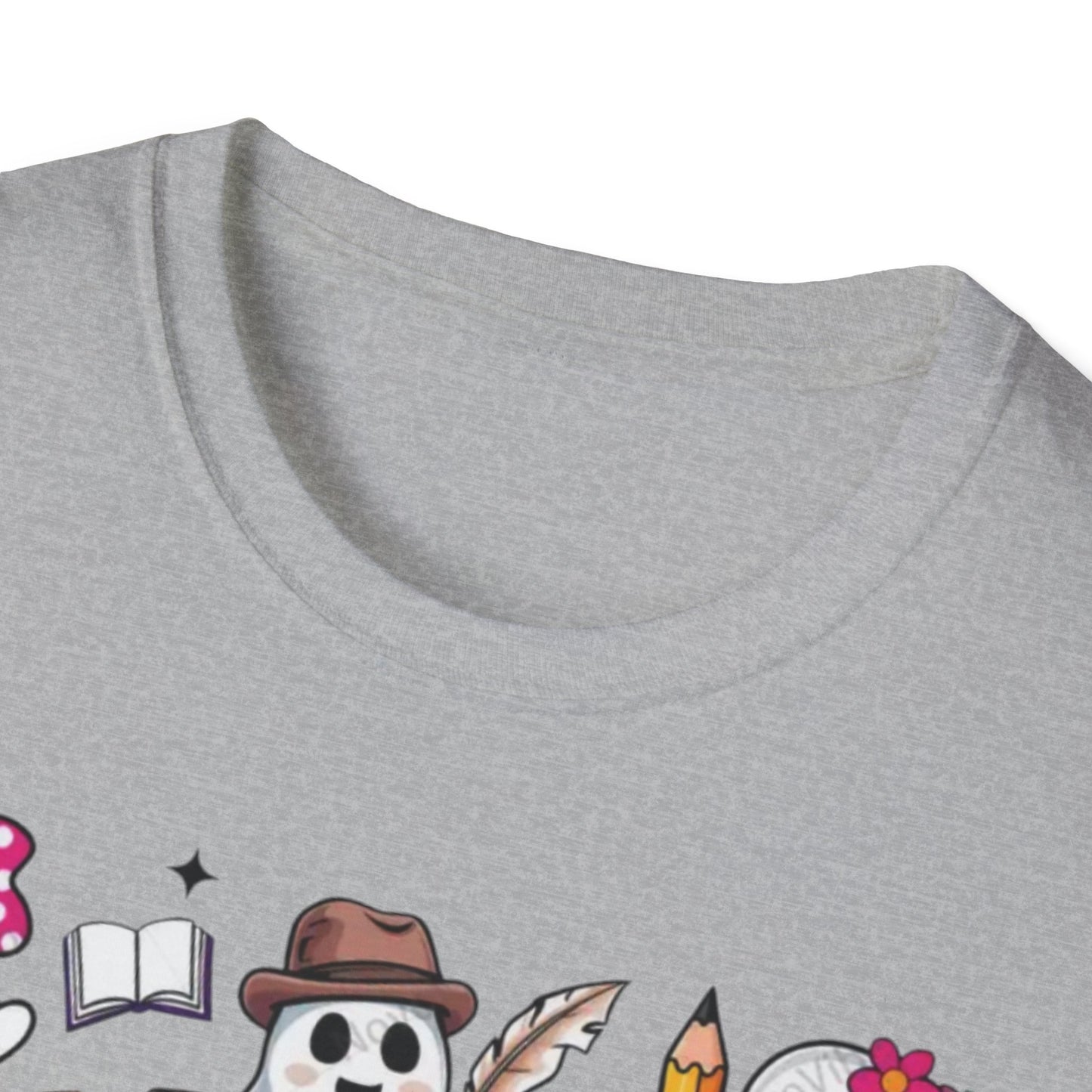 Halloween Teacher T-Shirt, Teaching My Boos, Unisex Softstyle Tee, Cute Ghost Design, Fall Celebration Apparel