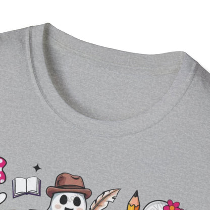 Halloween Teacher T-Shirt, Teaching My Boos, Unisex Softstyle Tee, Cute Ghost Design, Fall Celebration Apparel