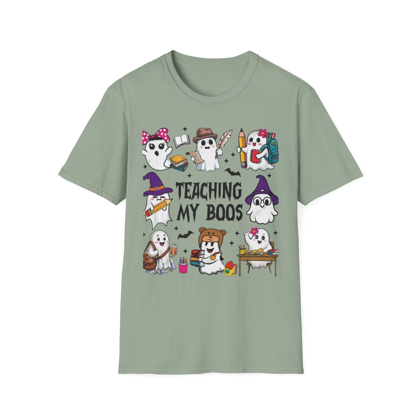 Halloween Teacher T-Shirt, Teaching My Boos, Unisex Softstyle Tee, Cute Ghost Design, Fall Celebration Apparel