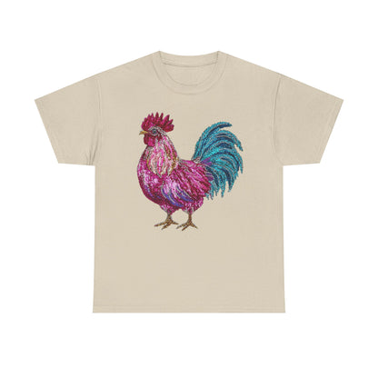 Vibrant Rooster Graphic Tee, Unisex Heavy Cotton Shirt, Farmhouse Clothing, Animal Lover Gift, Casual Tee, Birthday Present