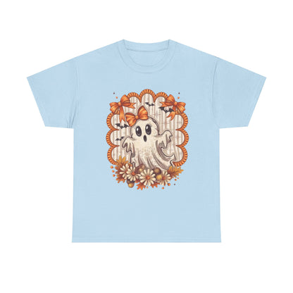 Fall Ghost Unisex Cotton Tee, Halloween Shirt, Autumn Fashion, Cute Ghost Apparel, Gift for Spooky Season