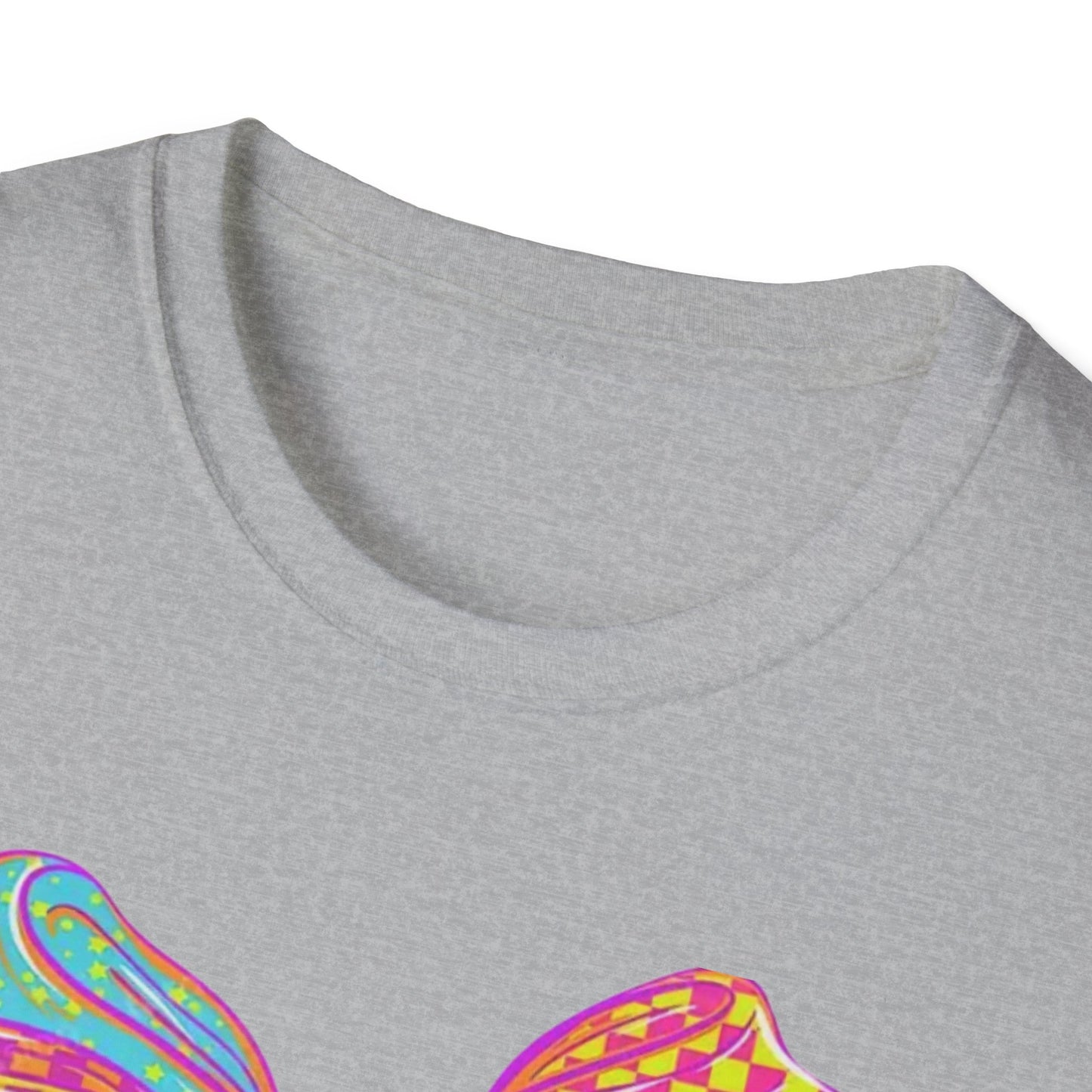 Colorful Bow Graphic Unisex T-Shirt, Fun Graphic Tee, Stylish Casual Wear, Perfect Gift for Birthdays, Festivals, and Celebrations