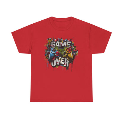 Game Over Unisex Heavy Cotton Tee, Gamer Shirt, Video Game Apparel, Casual Wear, Perfect Gift for Gamers, Birthday Gift, Fun Tee
