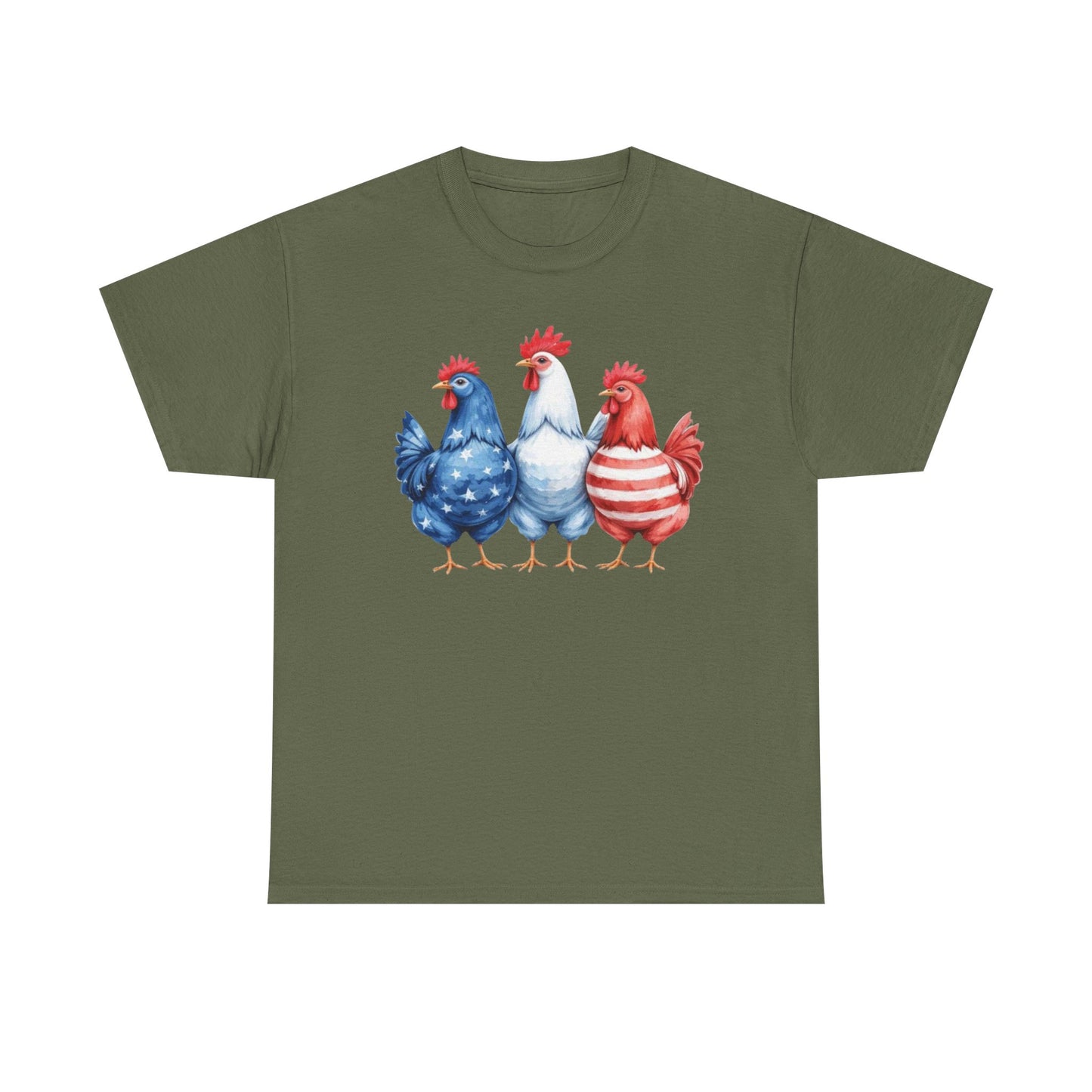 Patriotic Chicken Tee - Cute Farm Animal Shirt, Summer BBQ, Independence Day, Gift for Friends, Unisex Casual Wear