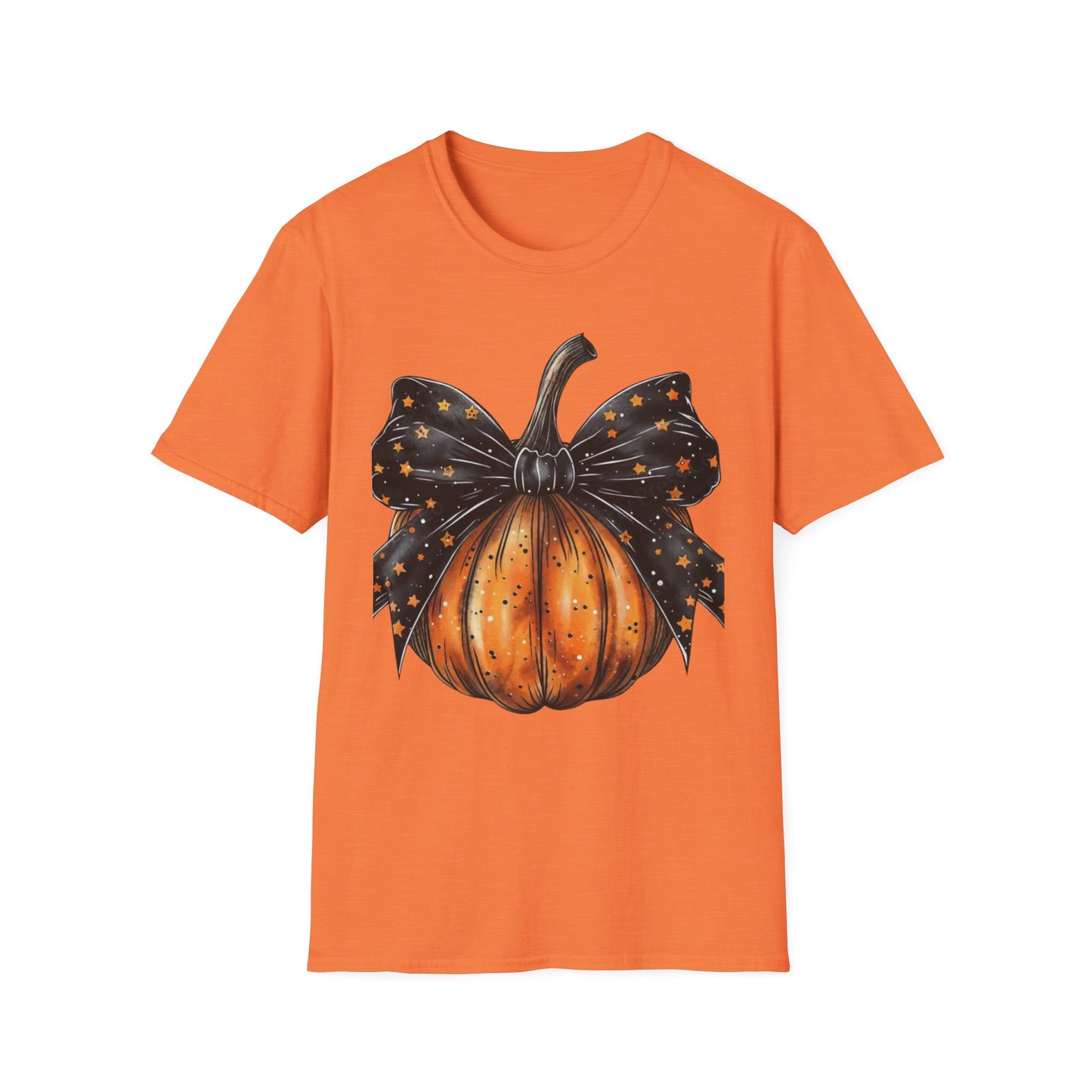 Festive Pumpkin Unisex Softstyle T-Shirt, Fall Fashion Tee, Halloween Shirt, Casual Autumn Wear, Seasonal Gift
