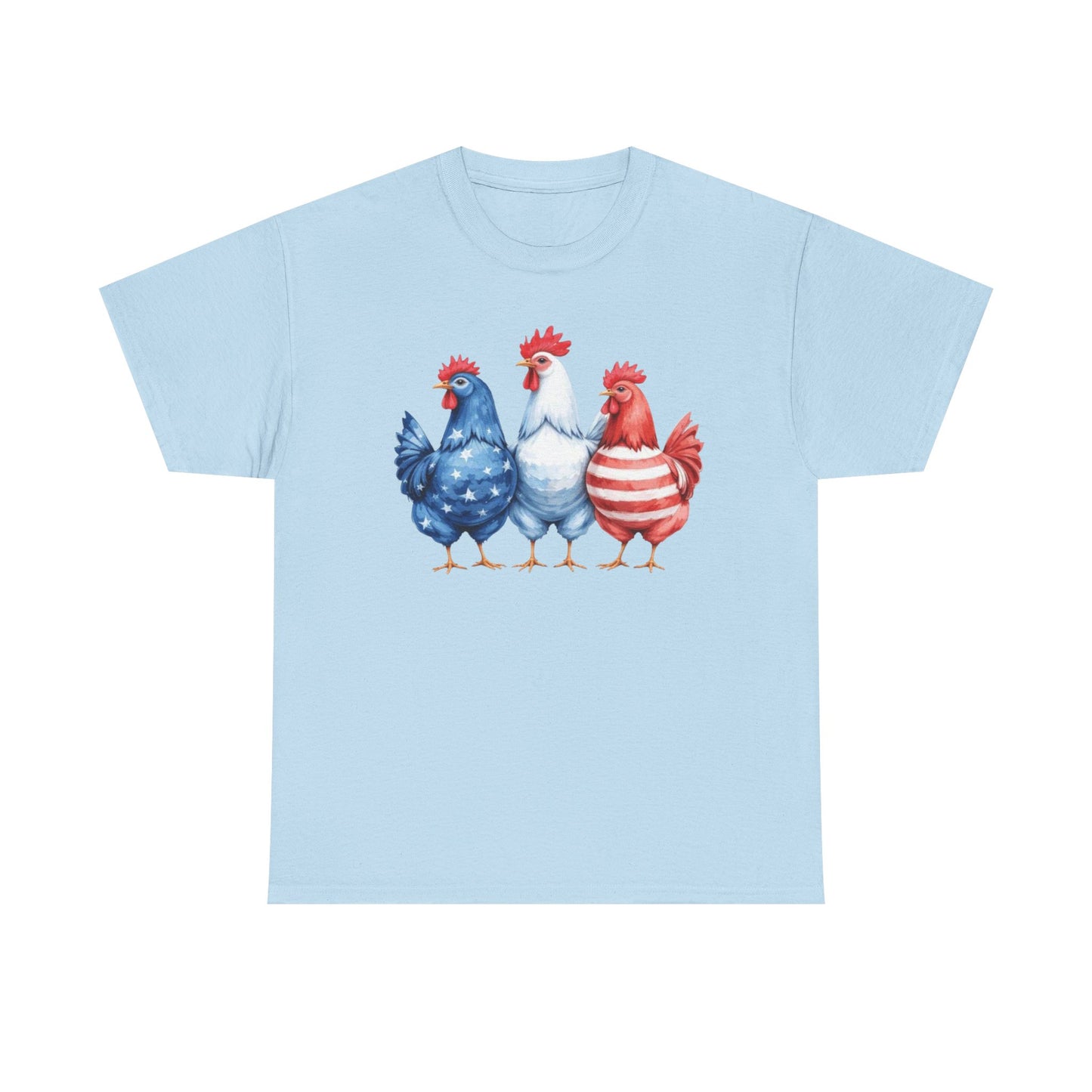 Patriotic Chicken Tee - Cute Farm Animal Shirt, Summer BBQ, Independence Day, Gift for Friends, Unisex Casual Wear