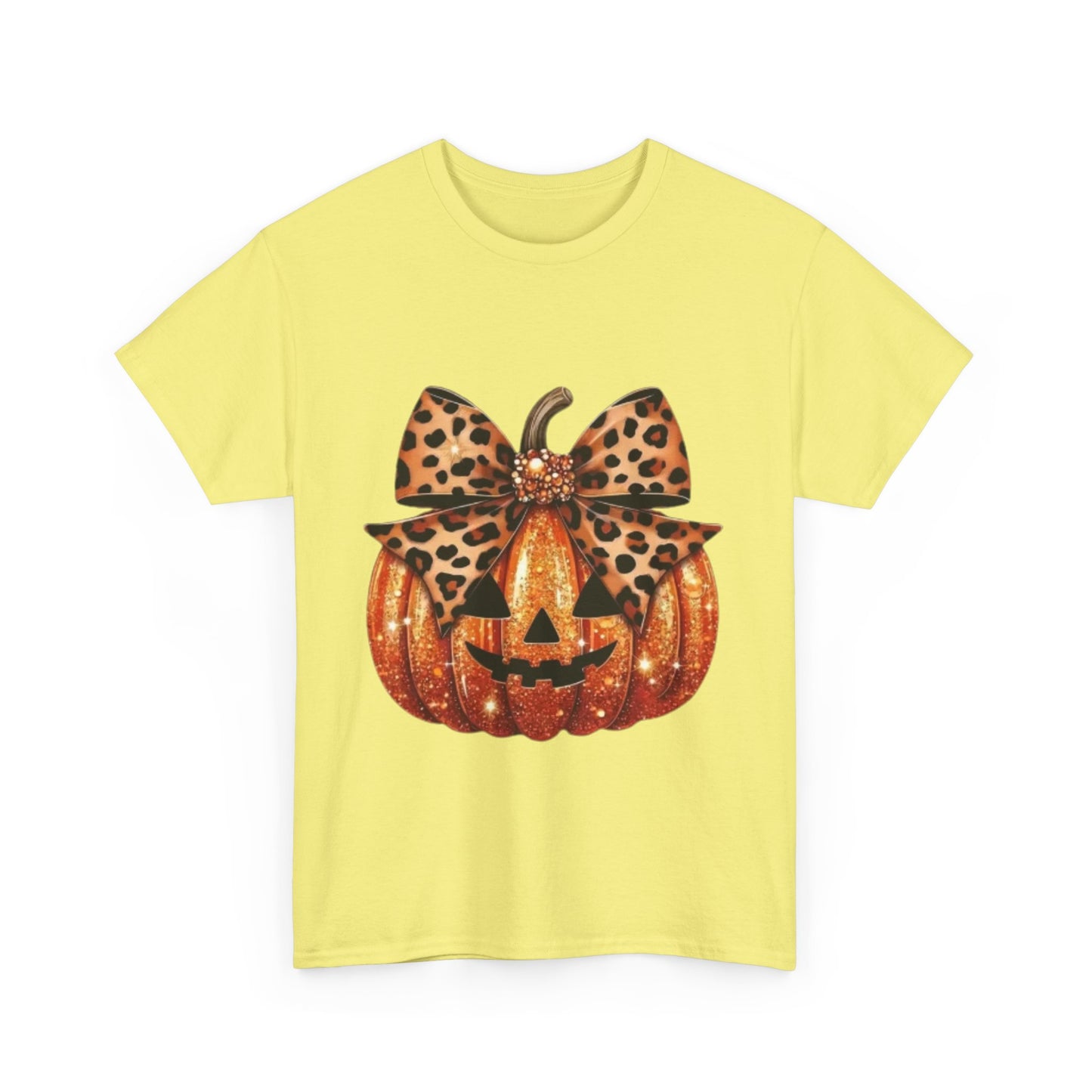 Leopard Bow Pumpkin Tee, Cute Halloween Shirt, Fall Fashion, Unisex Graphic Tee, Autumn Apparel, Pumpkin Lover Gift