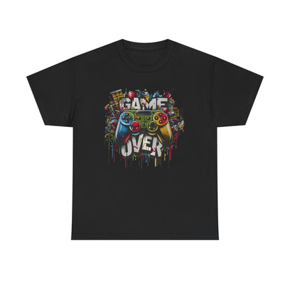 Game Over Unisex Heavy Cotton Tee, Gamer Shirt, Video Game Apparel, Casual Wear, Perfect Gift for Gamers, Birthday Gift, Fun Tee