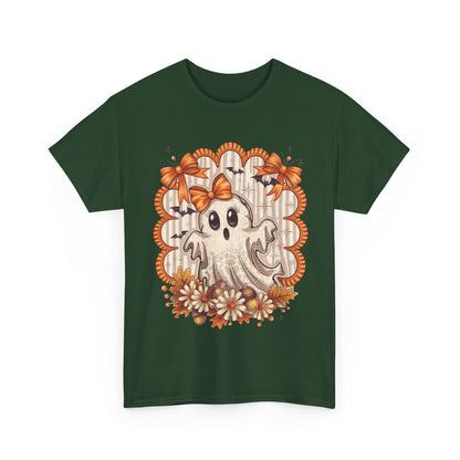 Fall Ghost Unisex Cotton Tee, Halloween Shirt, Autumn Fashion, Cute Ghost Apparel, Gift for Spooky Season