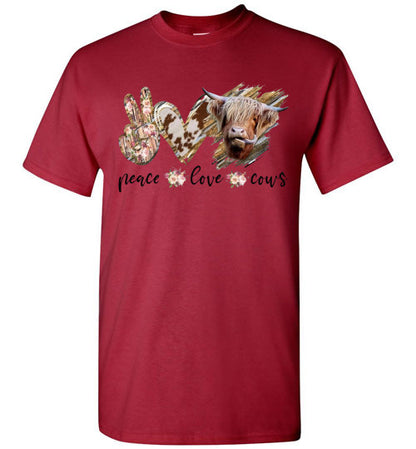 Peace Love Cows Country Tee Shirt Top