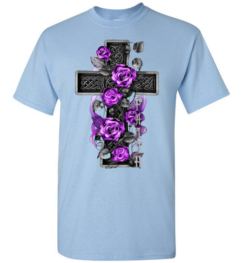 Cross With Flowers Faith Christian Tee Shirt Top